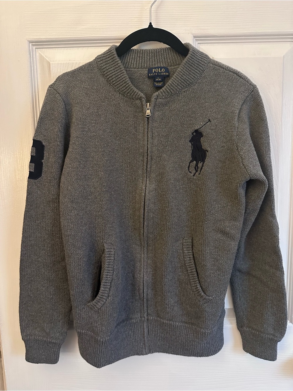 Polo by Ralph Lauren Charcoal Gray Knit Sweater Boy’s Size Large 14/16